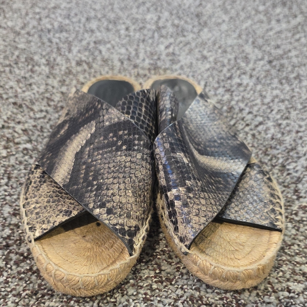 Vince Black and Gray Snakeskin Espadrilles